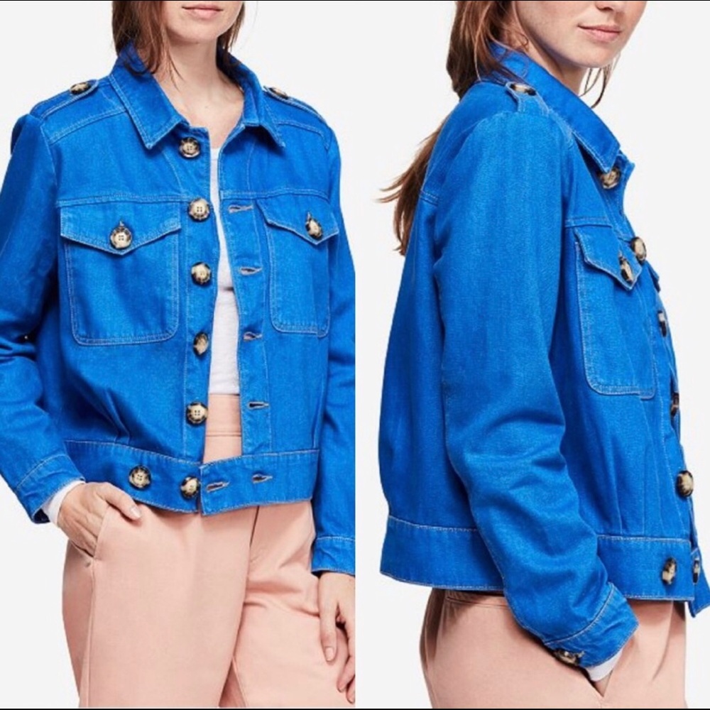 NWT Free People Eisenhower Cropped Denim Jacket